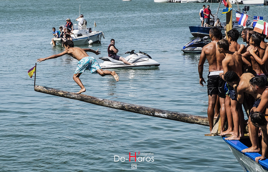 Estepona puerto pesquero concurso de la cucaña